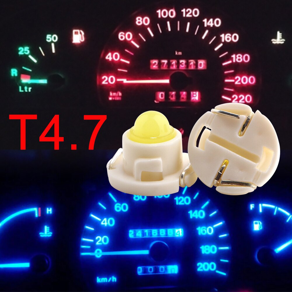 100Pcs T4.7 Led Cob 1 Smd Led Lamp Indicator Licht Instrument Licht Wit Rood Blauw Groen 12V 40Lm voor Alle Auto 'S 40Lm