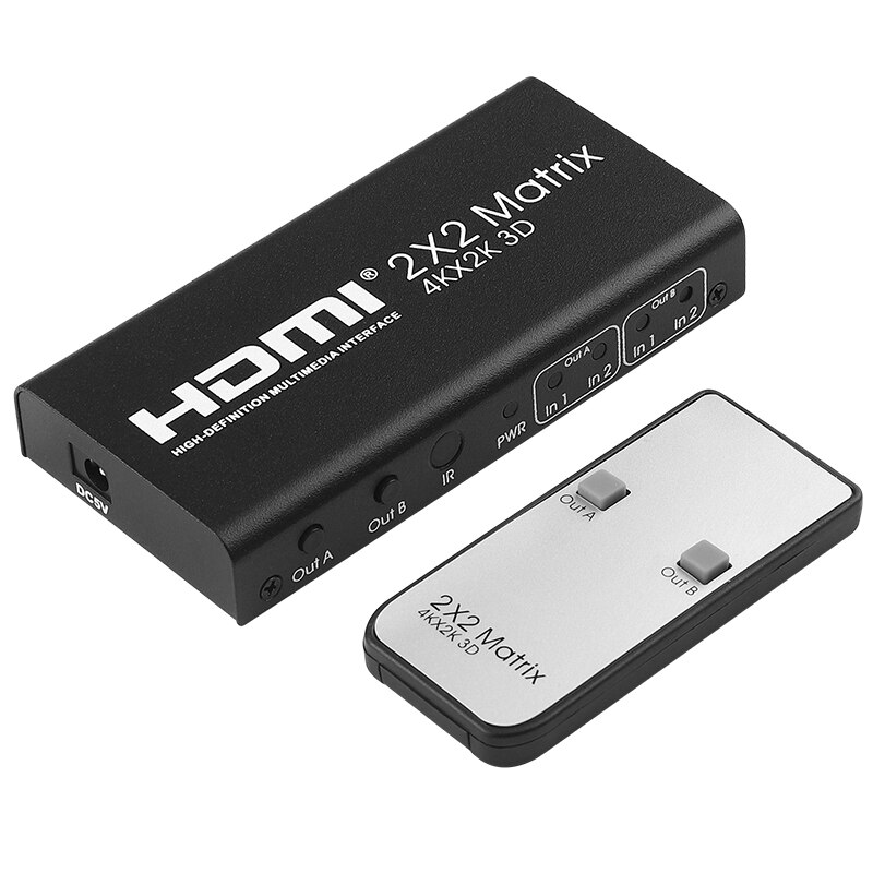 Commutateur de matrice HDMI 2 en 2 sorties, prise en charge de la télécommande HDCP 2022 IR 4K, séparateur de commutateur, 1.4: US