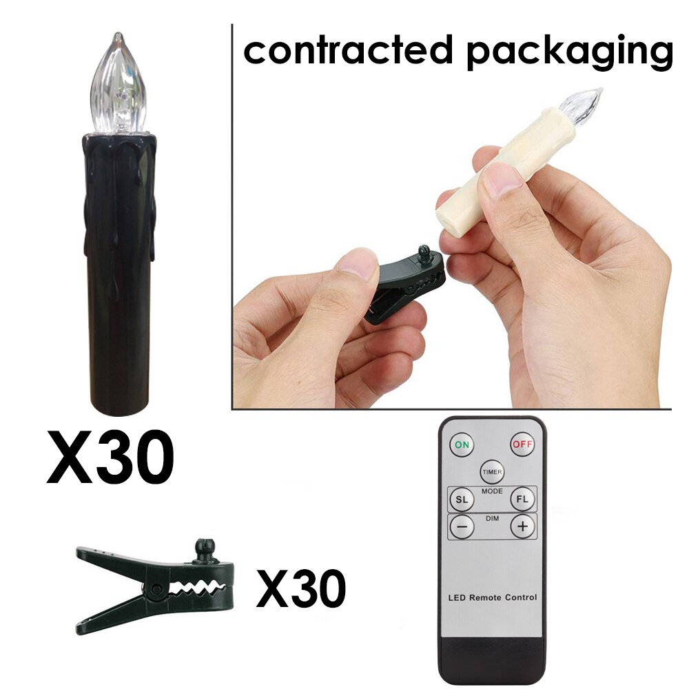 Christmas candle Party Supplies Wedding Candles LED light Flicker Safe Flames Candle Wedding Candels Safety Home Decoration: FP-02 black30