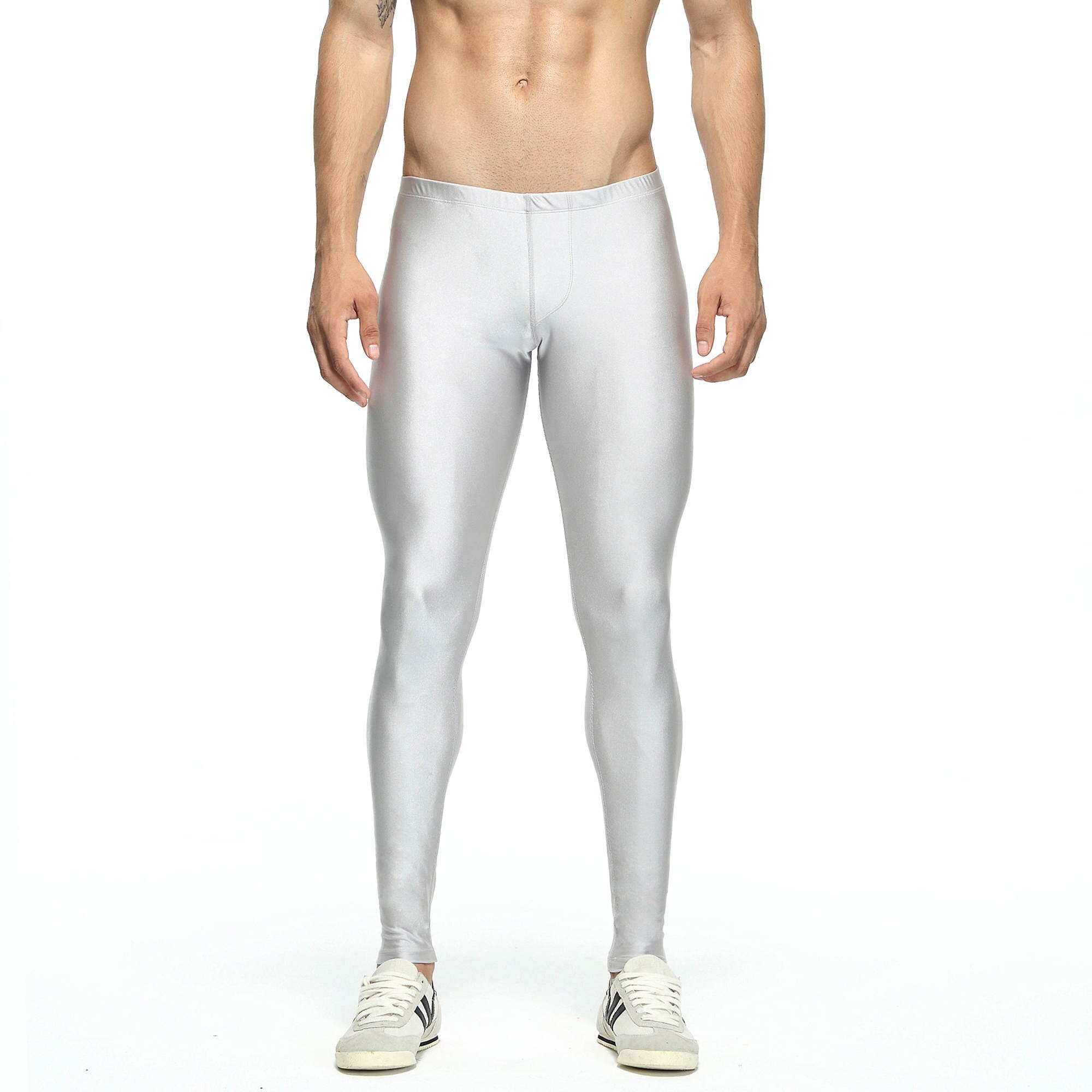 2019 degli uomini stretto lungo johns legging pantaloni di modo pantaloni caldi dei pantaloni rendono i mutande da Uomo Sottile pantaloni di velluto di inverno: WHITE / M