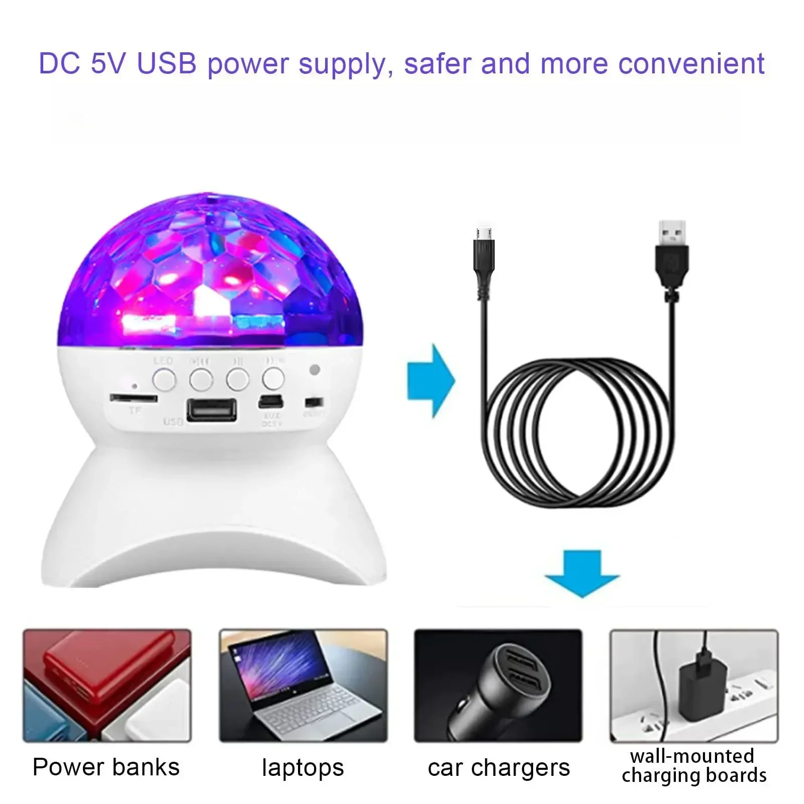 Bluetooth-ljud dj-ljus 360 omgivande discokula färgglad kristall usb-scenlampa konsoler led-lampor för discofester