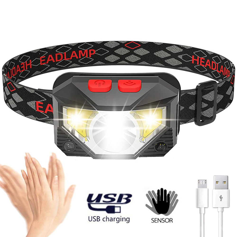 8 Modes Motion Sensor XPE+COB LED Headlamp Flashlight USB Rechargeable Waterproof Camping Head lamp Running Fishing headlight: Default Title