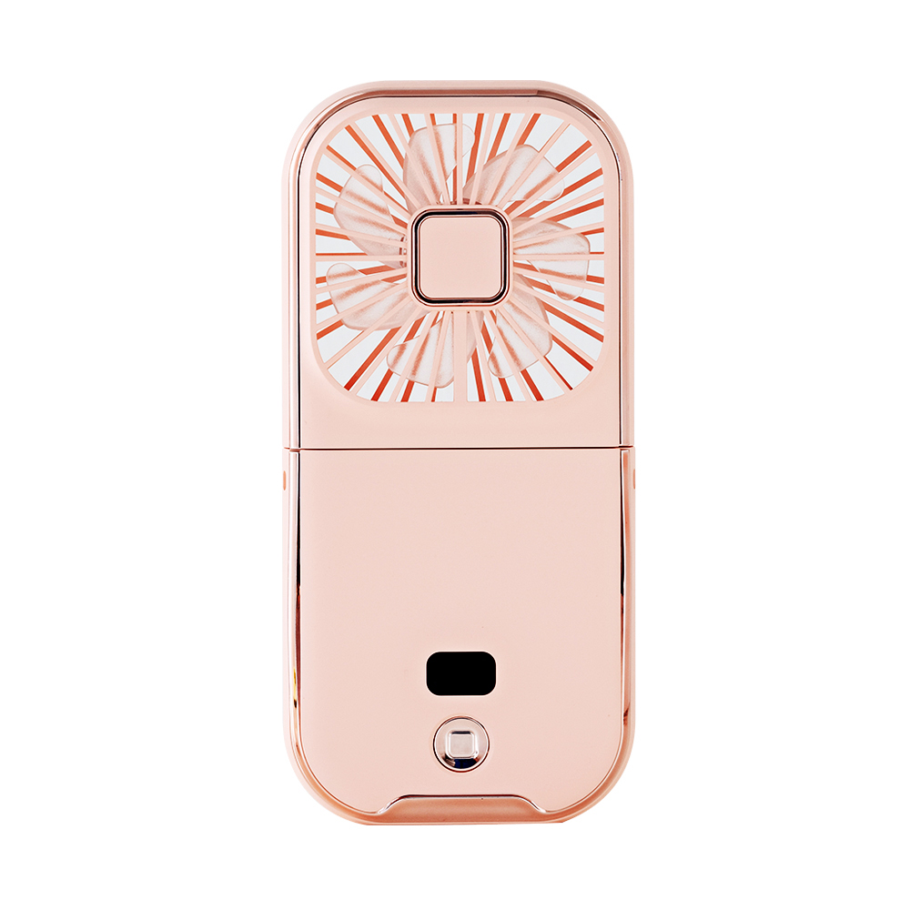 Mini ventilador portátil de mano, batería de 3000mAh, banco de energía de movilidad pequeño 180 ° Ventilador de cuello plegable USB Actualización de espejo cosmético opcional: YELLOW