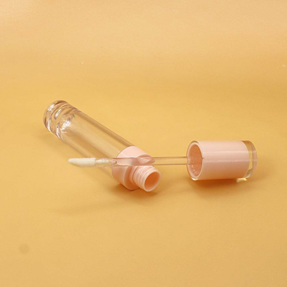 8ml plastik tykvæggede klar cylindrisk lipgloss tom tube kosmetisk pink lipgloss stick emballagebeholder: Lyserød