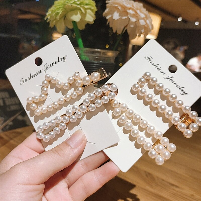 Korea Style Pearl Hair Clip for Women Girls Barrette Stick Headwear Wedding Hairpins Hair Styling Accessories