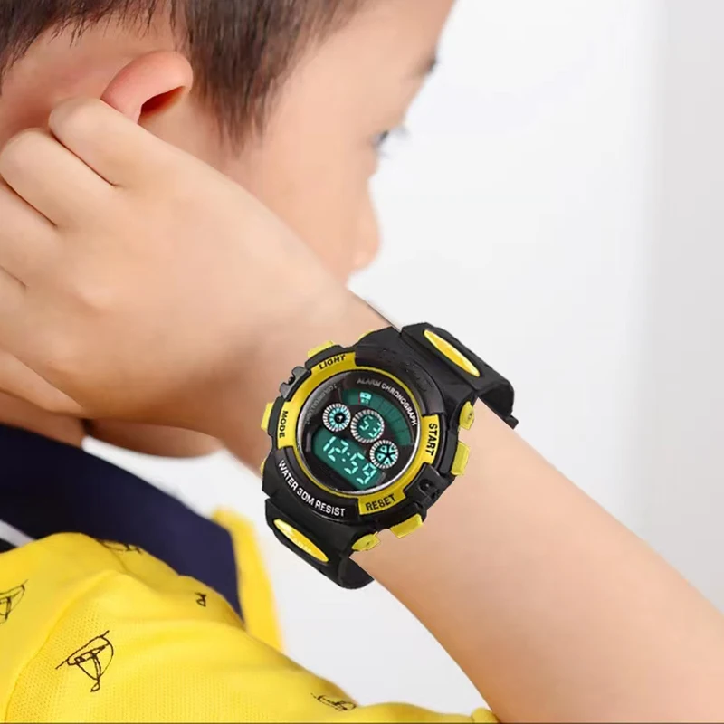 Relojes luminosos para niños LED colorido Flash Digital alarma impermeable para niños niñas fecha semana reloj de para niños