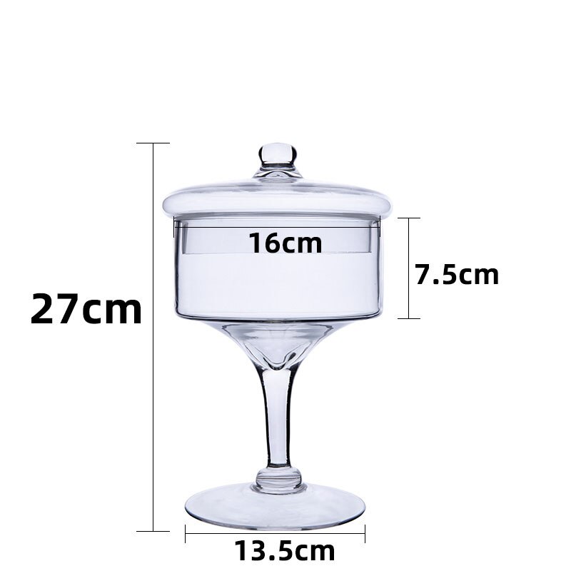 Crystal Glass Jars with Lid Transparent Candy Cookie Stash Jar Snacks Sugar Dessert Tanks Offee Table Food Container Storage Box: B-1.4L