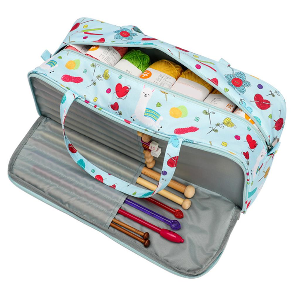 Embroidery Thread Storage Bag Large Capacity Knitting Crochet Hooks Organizer Thread Yarn Case Holder Sewing Tools Bag: 16.8x6x6.7inch