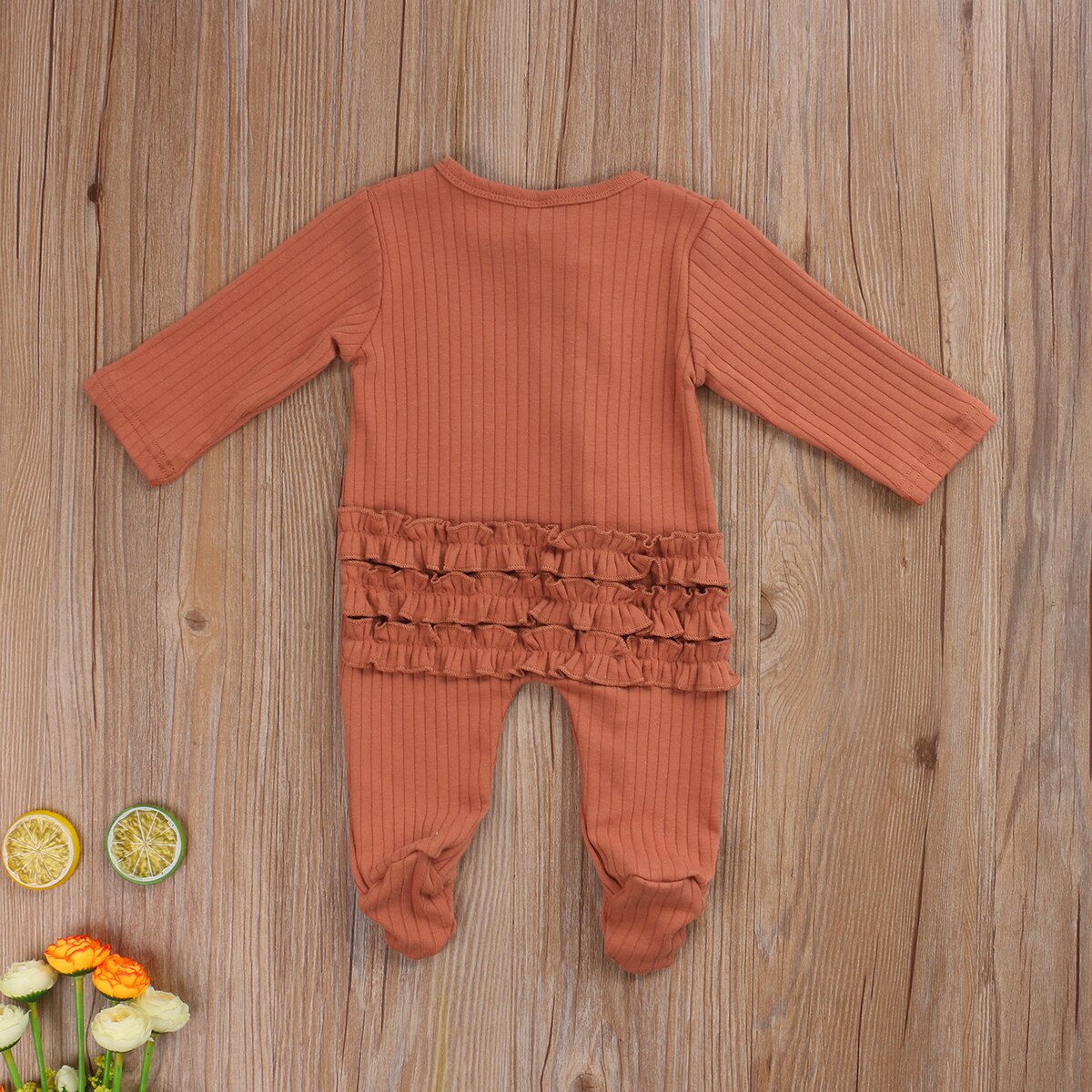 Manta para dormir para bebés y niños recién nacidos, ropa de dormir cálida de manga larga con cremallera y volantes, color sólido, de 0 a 6 meses, para otoño