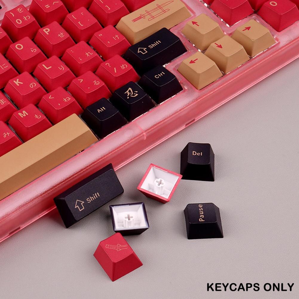 GMK-KEY Red Samurai Profile PBT Keycap Dye Subbed Japanese Keycaps for CHERRY MX Switches Mechanical Keyboard