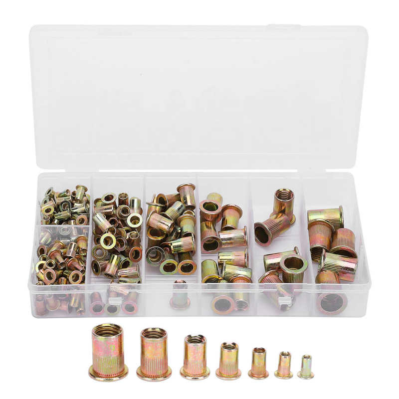 thread repair kit metric threaded inserts Steel Rivet Nut Color‑Plated Zinc Boxed M3/4/5/6/8/10/12 Combination