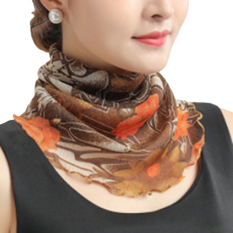 Spring Summer Chiffon Neck Collar Scarf Women Head Thin Sunscreen Variety Small Silk Anti-Uv Scarf Mask Multi-Function Scarf: WHITE