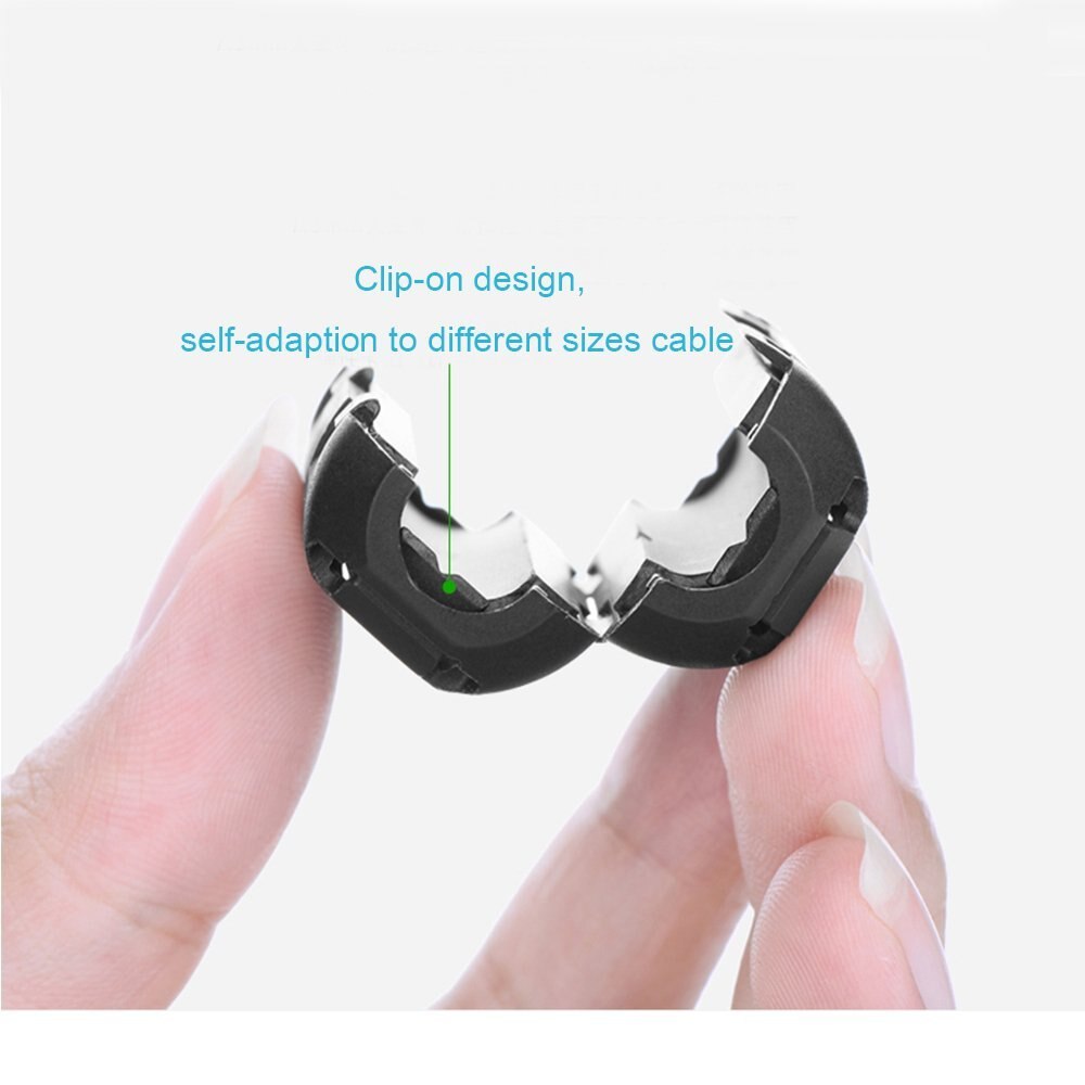 Pack of 2 Magnetic Ferrite Core Cord RFI EMI Noise Suppressor Cable Clip (9mm inner diameter)