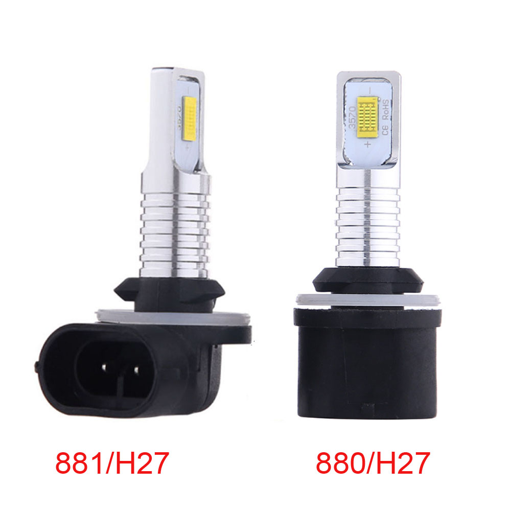 2 stk.  h27w/2 881 880 led-pærer tågelygter til biler led-tågelygte til kørelys bil lyskilde 6000k hvide 3000k gule
