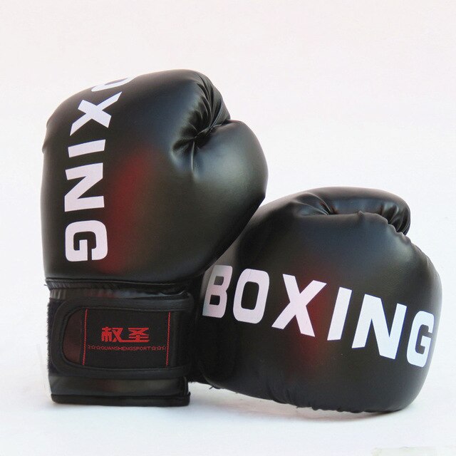 Child Adults Boxing Gloves Pro Training Fighting Gloves Muay Thai Sparring Punching Kickboxing Breathable PU Boxing Gloves: Children Black