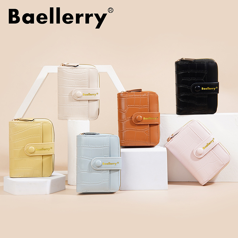 Baellerry-Portefeuille à fermeture éclair pour femme, grande capacité, porte-cartes, sac à main femme, poche à monnaie, motif pierre, supérieure, fille,