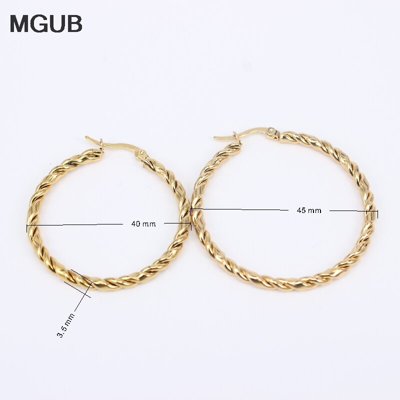 Big Smooth Circle Hoop Earrings for Women 40-45mm Stainless Steel Round Statement Earrings Party Girl Jewelry LH799