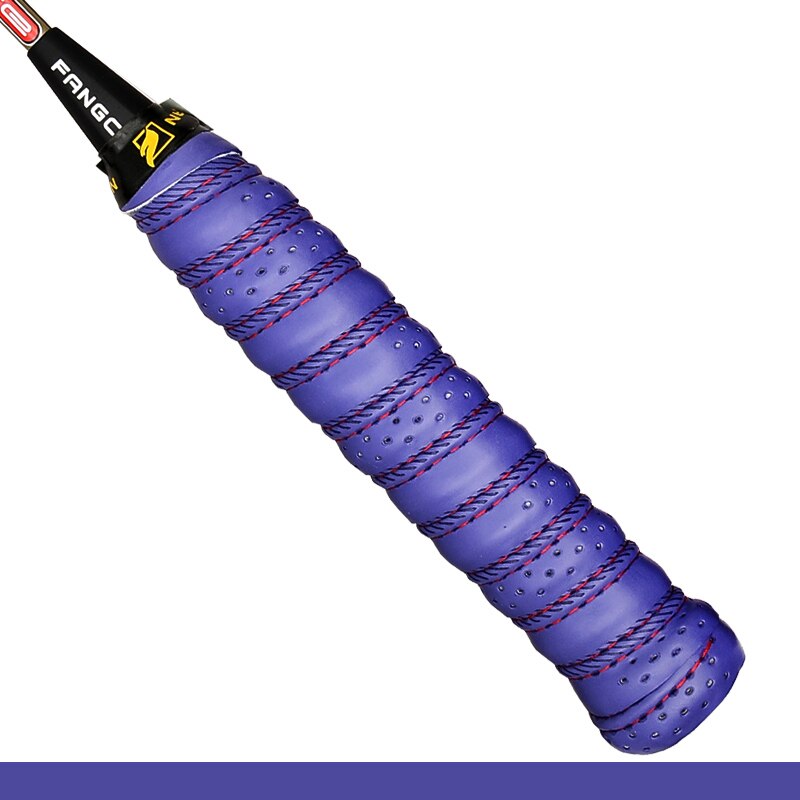 FANGCAN PU Leather Tennis Replacement Grip Tape Thick Squash Badminton Tennis Racket Ribbed Grip Cushion Wrap: Purple