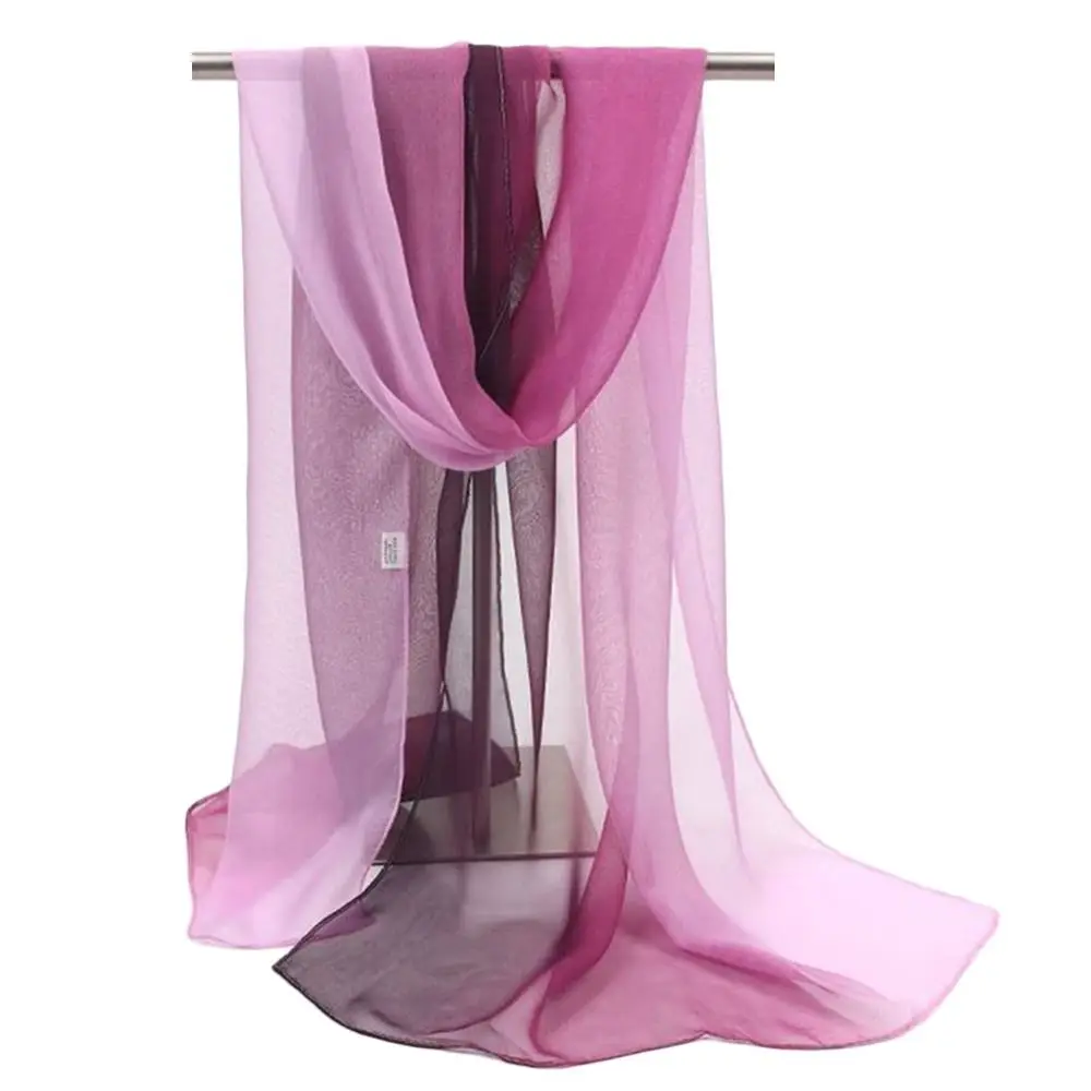 Lenço de chiffon para mulheres, elegante xale longo, cor sólida, chiffon, hijab, verão, proteção solar, lenços de praia: Bege