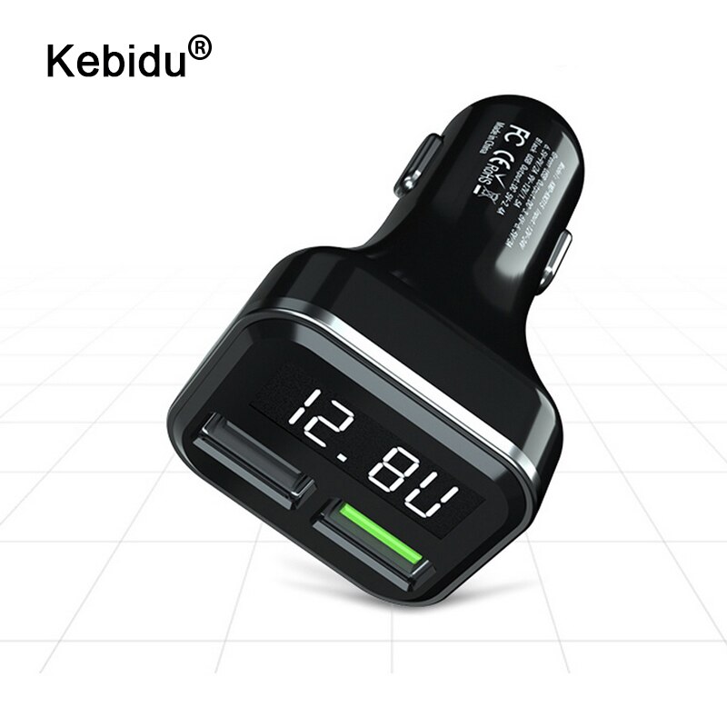 Kebidu Led Display Quick Charge 3.0 Autolader Mobiele Telefoon QC3.0 Snelle Dual Usb Auto-Oplader Auto Oplader Voor samsung Huawei