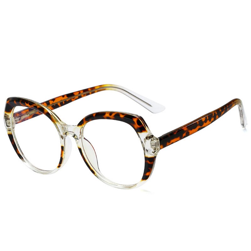 Shauna retro fjädergångjärn kvinnor  tr90 färgglada glasögonbågar klar antiblått ljus glasögon män runda optiska glasögonbågar: Leopard