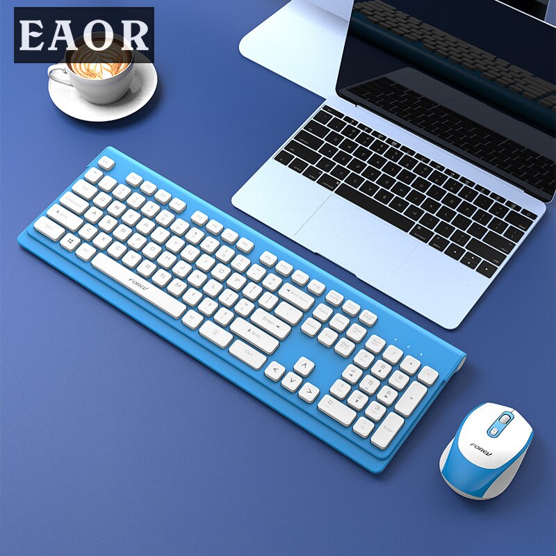 Eaor Universele 2.4G Draadloze Toetsenbord Muis Combo Slim Portable 104 Key Mute Gaming Office Toetsenbord Muis Set Lange Batterij leven