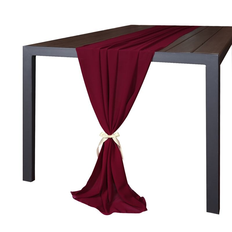 Wedding Table Runners Dusty Blue Burgundy Pink Grey Soft Chiffon Fabric Wedding Runner Bridal Party Decorations (68*300cm): Burgundy