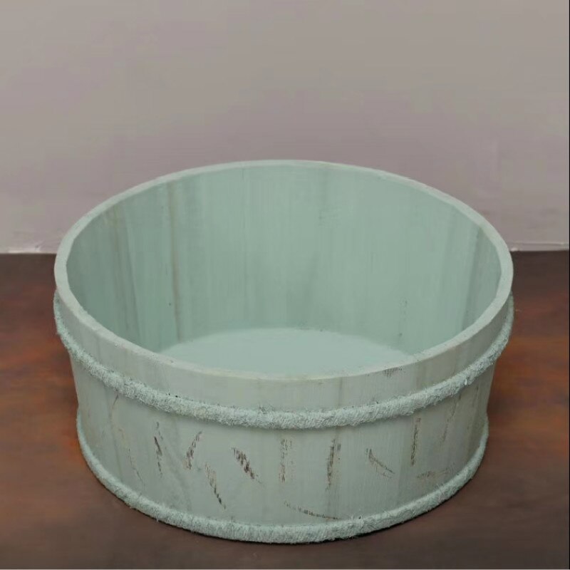 Newborn Photography Props Baby Posing Props Circular Wooden Basin Infant Shoot Container Baby Photo Accessories Props