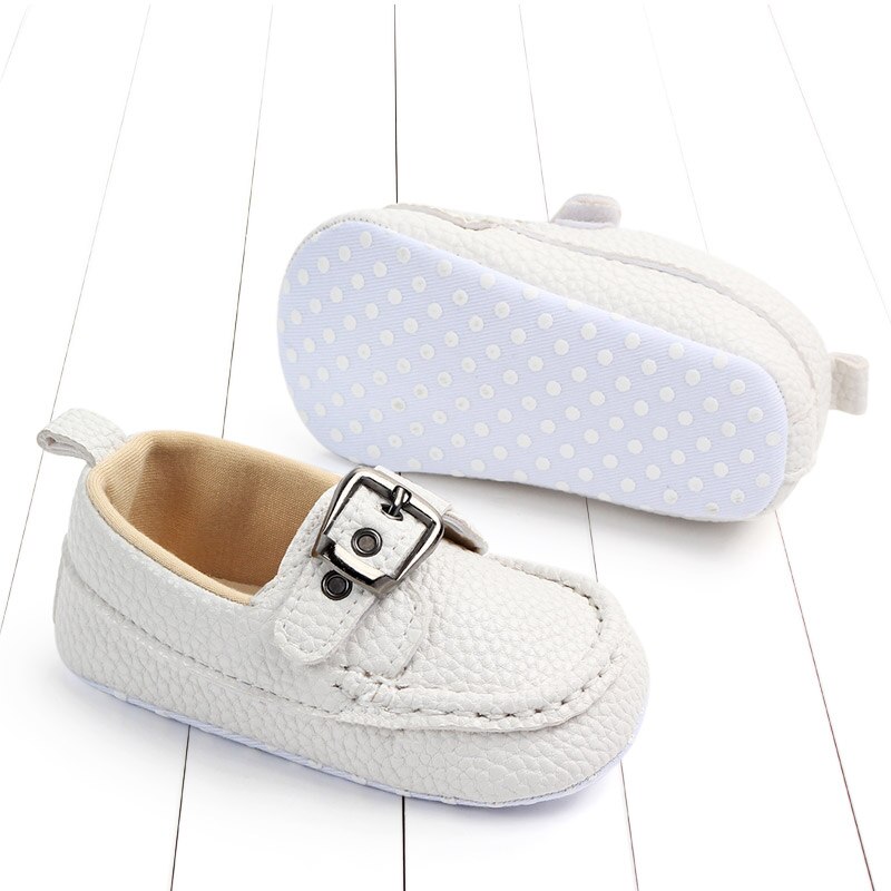 Läder mockasin för baby pojke spädbarn prewalking skor svart loafer skor småbarn första steg skor baby skor