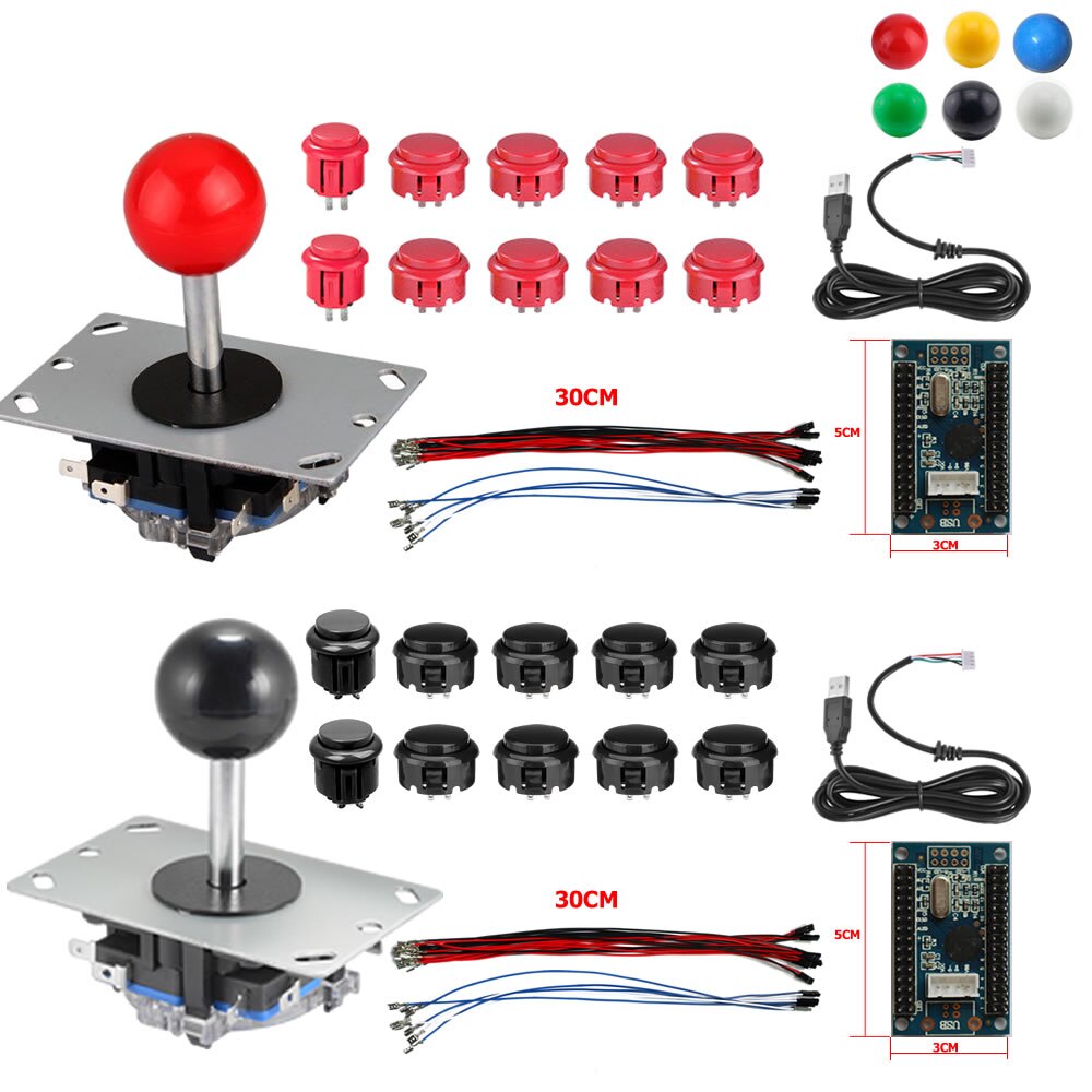 RAC-D300 diy arcada joystick 2pin 2 jogadores kits botões usb codificador cabos