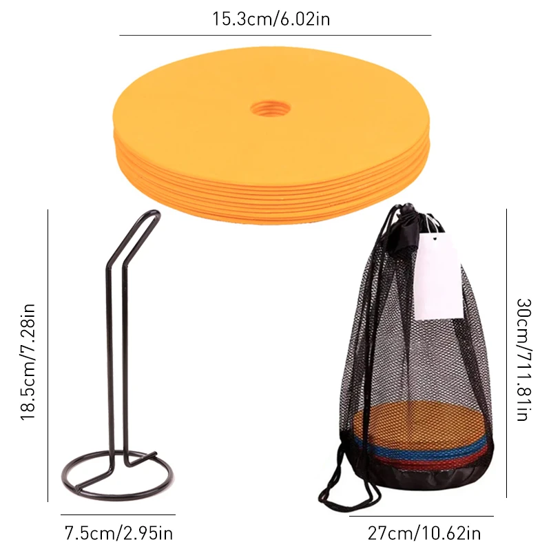 Disque marqueur de cônes plats de football, 10 pièces, marqueurs d'entraînement d'agilité de vitesse de sport de basket-ball, équipement d'entraînement Portable indéformable