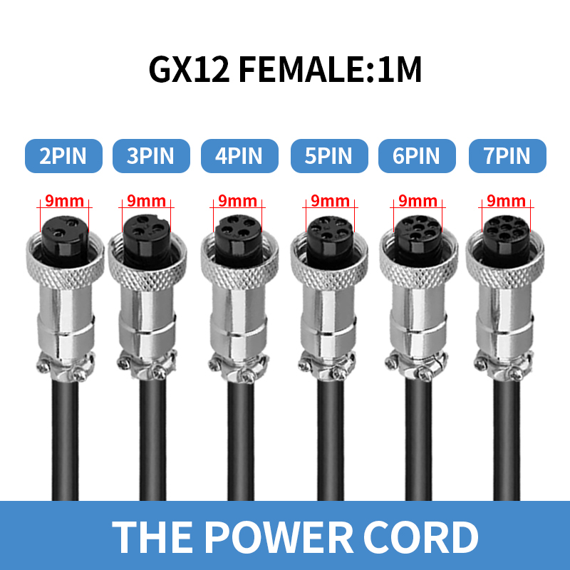 1PCS GX12 Auto Waterproof Connectors 2-7 Pins with Power Cable Line Socket Plug—Suitable for Industrial Machinery and Equipment: Dark Grey / 2P
