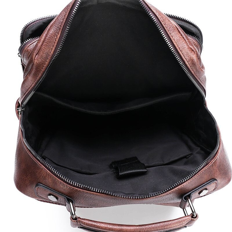 Mochila Vintage de cuero Pu para hombre, morral de viaje de negocios para ordenador portátil, de gran capacidad bolso de hombro, mochilas escolares para estudiantes