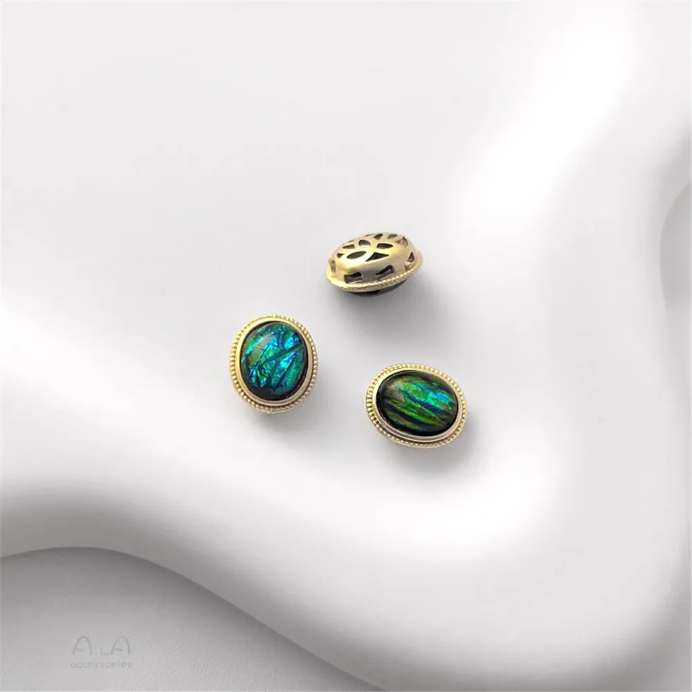 Cuentas de transferencia con incrustaciones de ópalo de imitación, accesorios de joyería hechos a mano, oro mate, chapado en cobre, Retro: COLOR ORO ROSADO