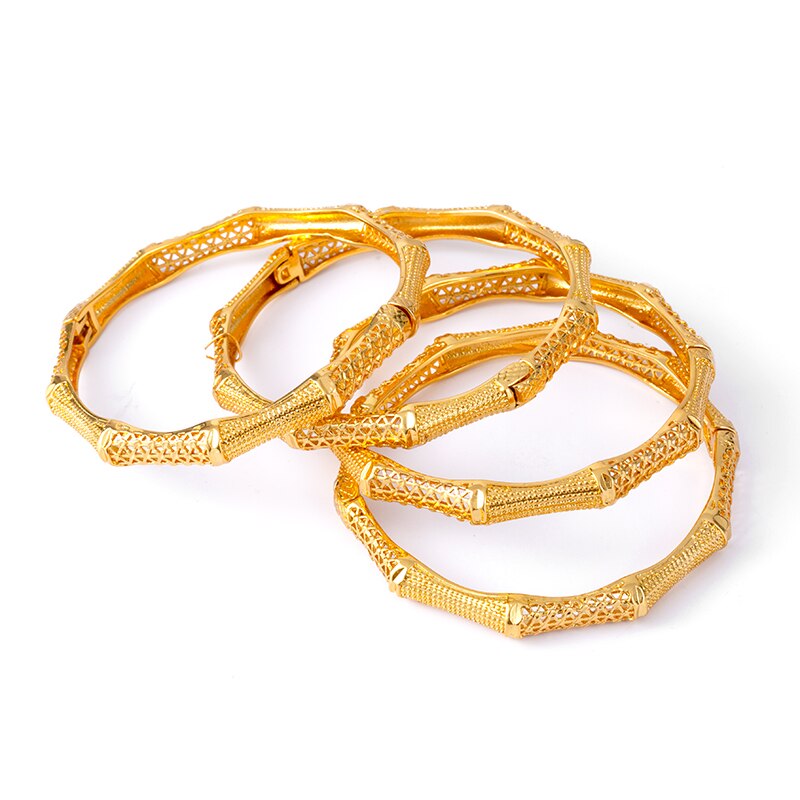 4 st/lot guldfärgade afrikanska smycken mellanöstern arabiska dubai armband för kvinnor bröllop
