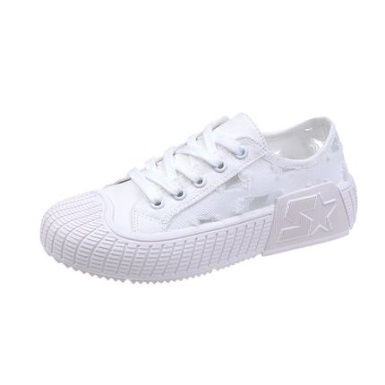 Lærredssko kvinders forår, sommer og efterår casual all-match åndbare flade sneakers i stor størrelse