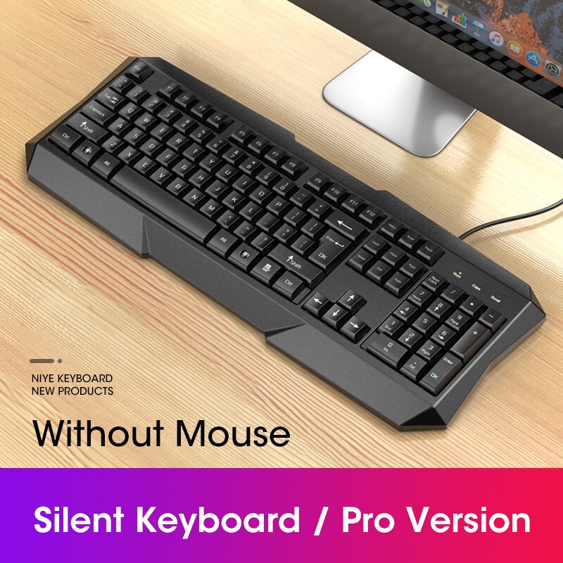 Silent Keyboard and Mouse Set Wired Full Size Keyboard Computer Ergonomic Mute Keycap Office USB Keyboard Mouse Combo PC Desktop: Pro Keyboard