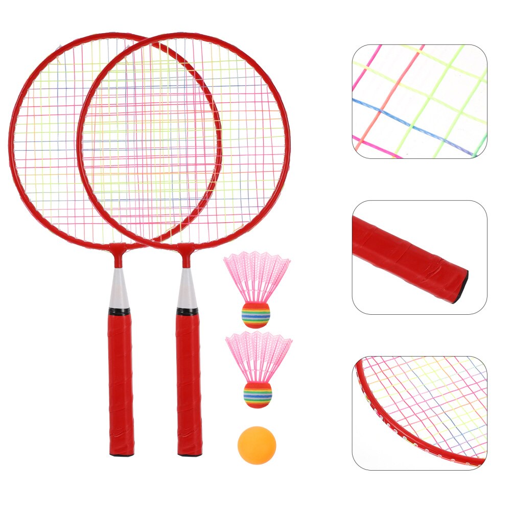 1 Set Badminton Racket Set Ijzer Legering Outdoor Sport Supply Set Voor Kinderen (Rood)