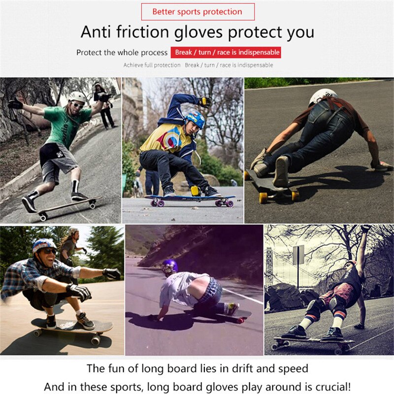 Unisexe Skateboard gants avec curseurs Standard longue planche route descente frein glisser gants pour hommes sport descente frein gants