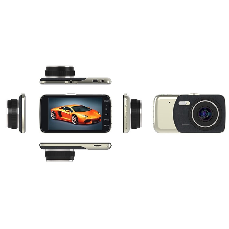 Körinspelare 2 objektiv 4 tums skärm fordonskameror backbild dash cam video nk-shopping