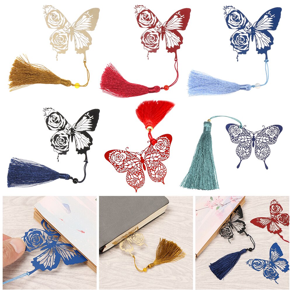 Metal Butterfly Bookmark Cartoon Tassel Bookmarks Ribbons Long Tail Marker Student Stationery Office School Supplies
