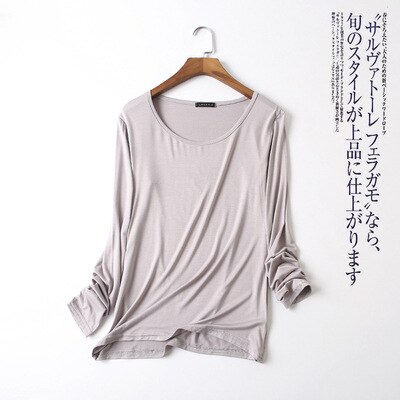 Fdfklak Pyjama Femme One Piece Sleep Tops For Women Loose Modal Sleepwear Bottoming Shirt Outside Wear Spring Pajamas Female: grey / XL