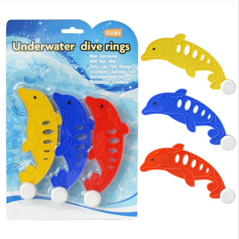 Underwater Swim Pool Diving Toys Summer Swimming Dive Toy Sets Water Rings,Sticks,Octopus,Torpedo Bandits,Fish & Balls: 3PCS Dolphin