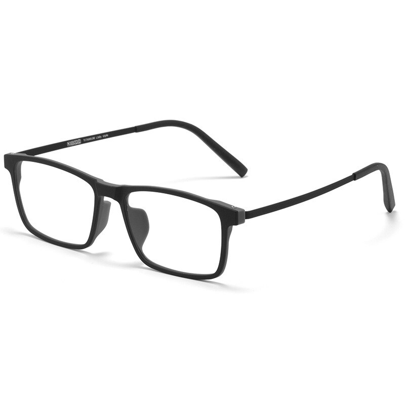 #39 mænds og kvinders ultra #39 lette firkantede brillestel i ren titanium nærsynethed astigmatisme receptpligtige briller stel  k8866: Sort grå