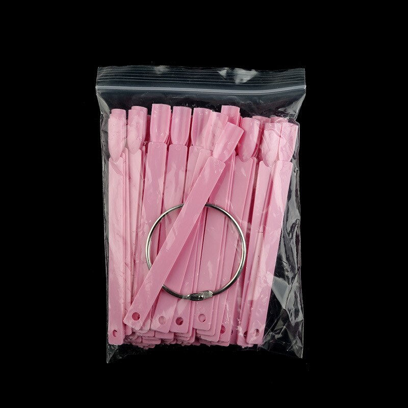 50 st nail art tips display fläkt form pop stick med nyckelring lack praxis salong manikyr verktyg: Rosa