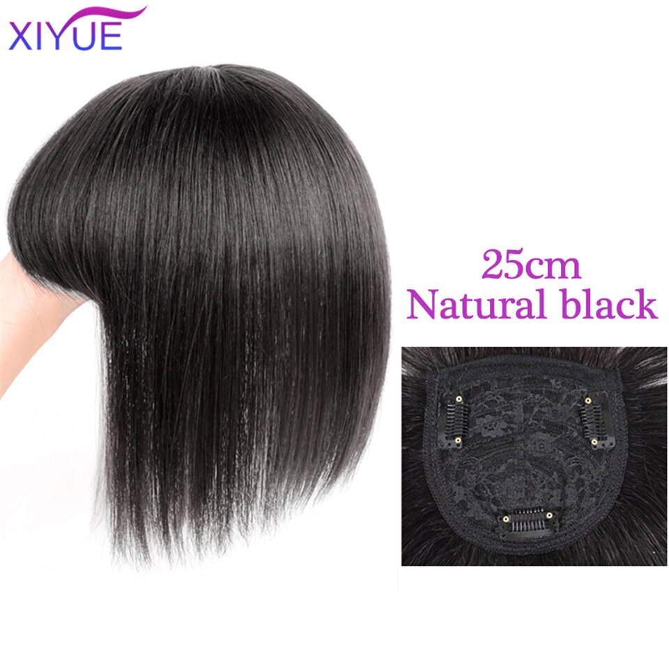 Black/Light Brown Clip On Bangs Hairpieces Bangs Clip In Hair Extensions 3D Bangs Replacement Piece Hair Covering White Hair: H6-49