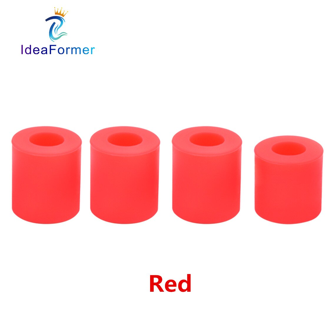 Plateau chauffant, colonne de nivellement en silicone pour imprimante 3D, pièces résistantes aux hautes températures, ensemble de 3 longs et 1 court, pour presse CR10, CR10S: Rouge
