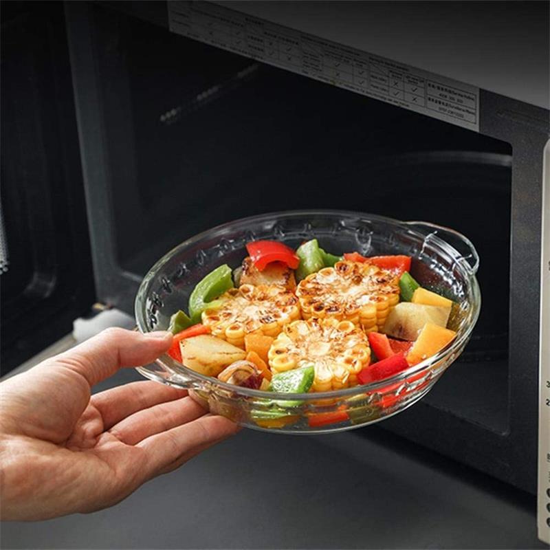 Tempered Glass Bakeware Plate Kitchen Microwave Oven Baking Tray Salad Fish Chicken Plate Round Clear Glass Cookware Pie Plate