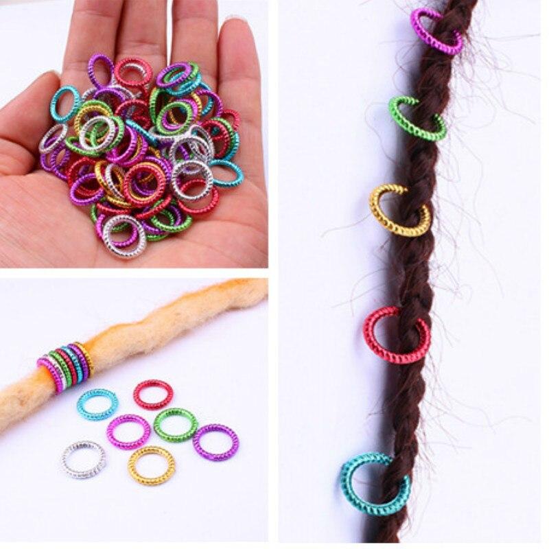 50 pièces/ensemble cheveux tresse perles pince à cheveux tresses breloques colorées Dreadlock anneau perles cheveux Braider outils de coiffure accessoires de cheveux