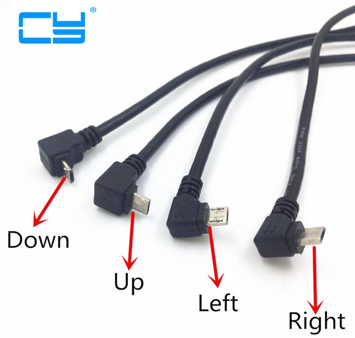 USB 2.0 Micro-USB 5pin UP/Down Links Haakse Male Connector Verlengkabel 30 cm 50 cm Met schroeven Panel Mount gat